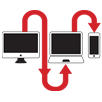 Mac to Mac Logo with iMac, MacBook, iPhone
